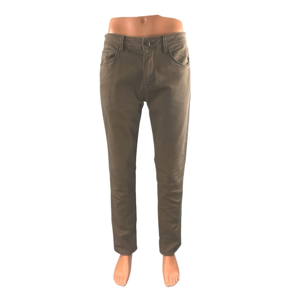 NetWork Mens Khaki Mid Waist Classic Skinny Tapered Slim Chino Trousers Pants 32